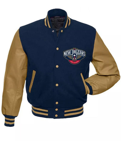 Letterman New Orleans Pelicans Glorious blue and brown Varsity Jacket