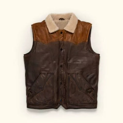 MENS SHEARLING AVIATOR B3 REAL SHEEPSKIN BOMBER FLYING BROWN LEATHER FUR VEST