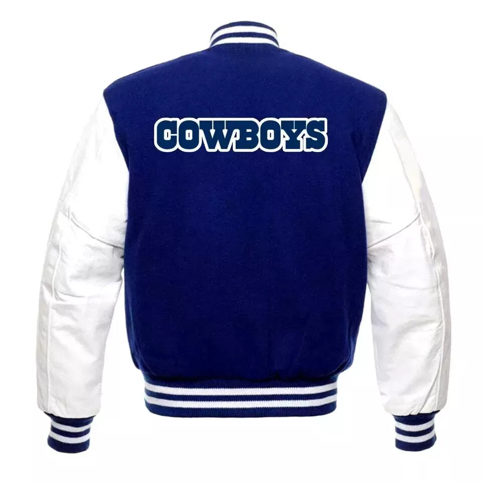 Dallas Cowboys Blue & White  NFL Letterman Varsity Jacket