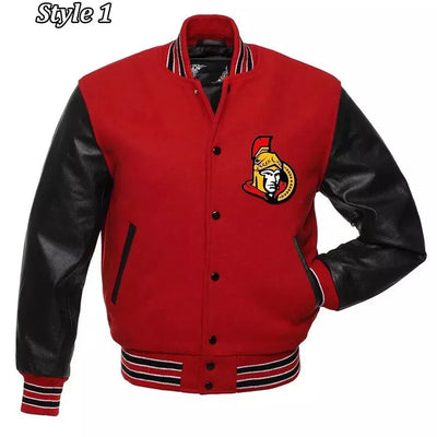 Letterman Ottawa Senators Varsity Jacket With Genuine Leather Sleeves