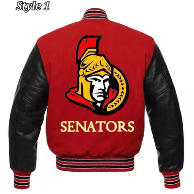 Letterman Ottawa Senators Varsity Jacket With Genuine Leather Sleeves