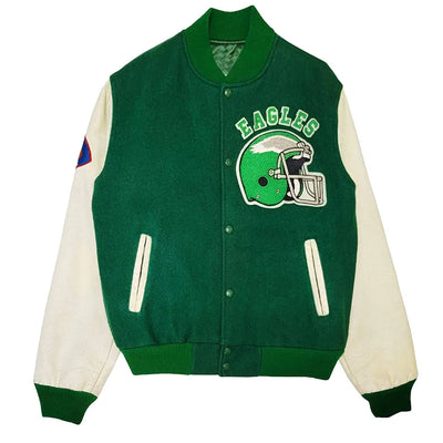 Men Philadelphia Eagles 80’s Green White  Varsity Jacket - NFL