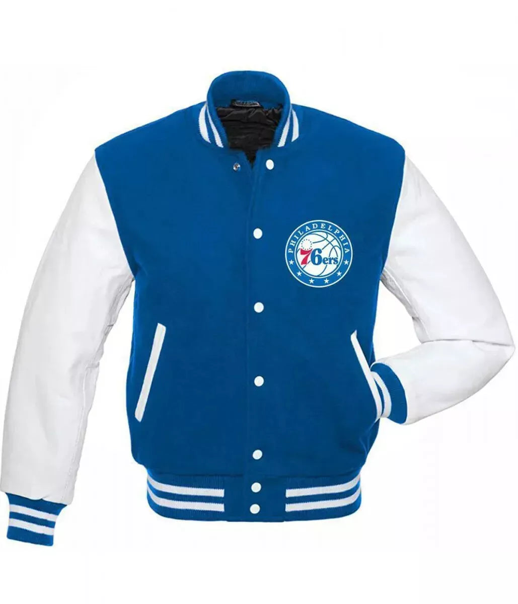 Letterman Philadelphia 76ers Wool with Genuine Leather sleeves Varsity Jacket