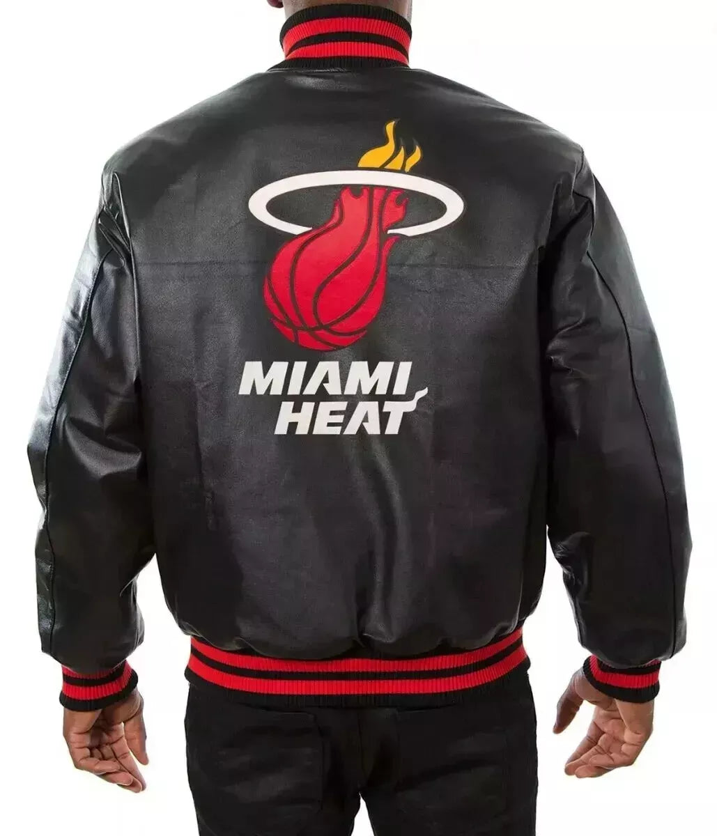 Miami Heat Genuine Leather Letterman Varsity Jacket with Leather Patches