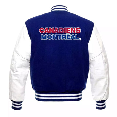 Montreal Canadiens Varsity Jacket Wool & Genuine Leather Sleeves