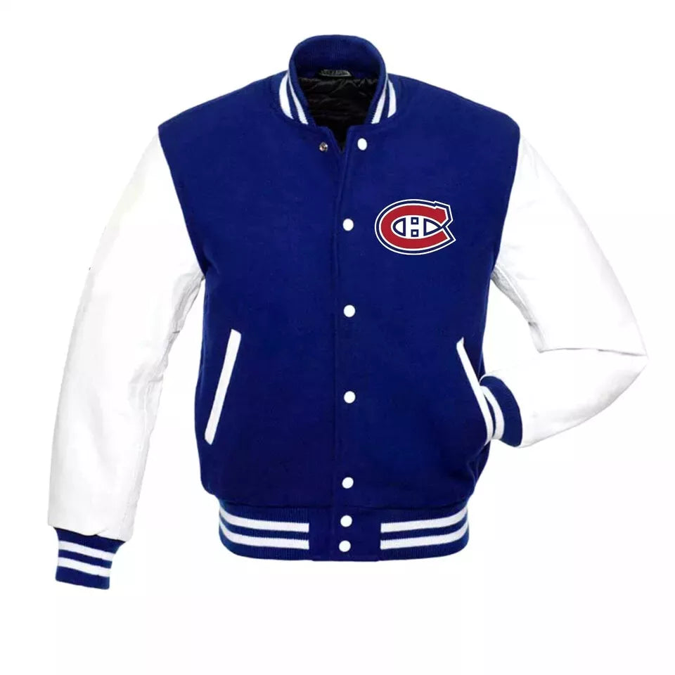 Montreal Canadiens Varsity Jacket Wool & Genuine Leather Sleeves