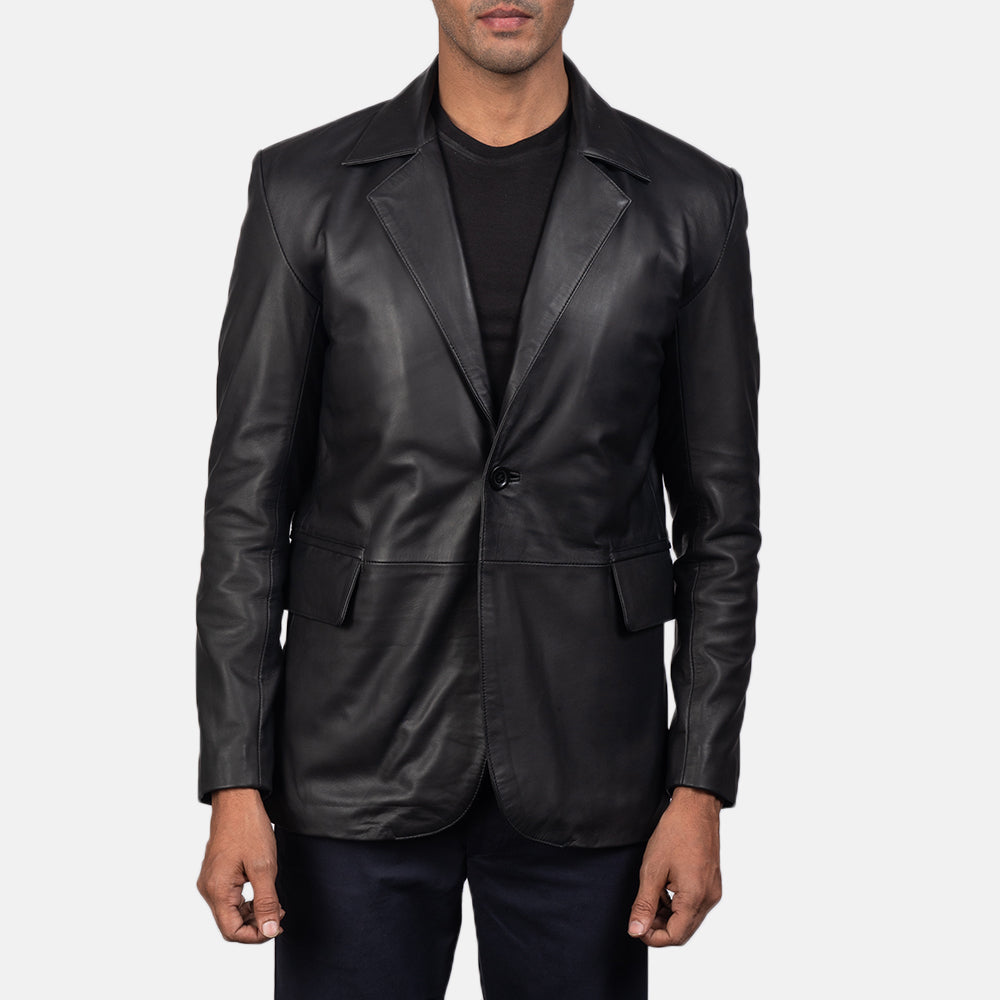 Men Daron Black Leather Blazer