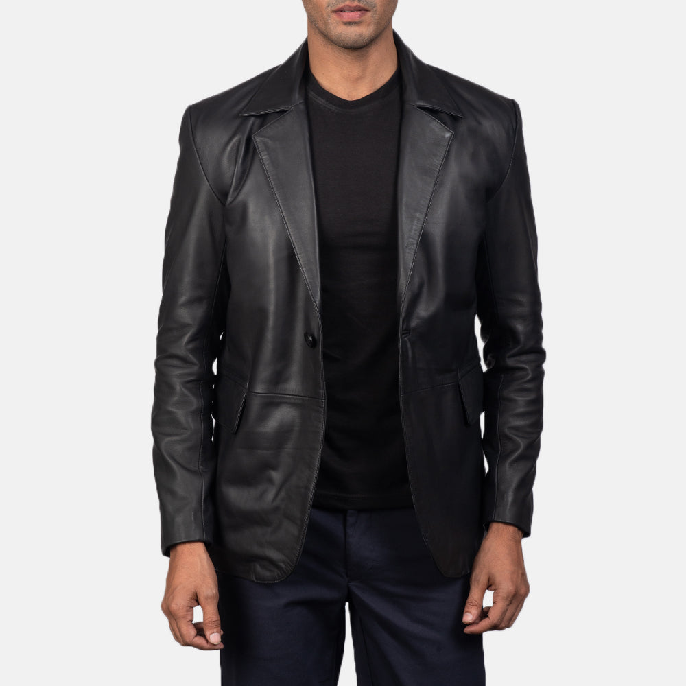 Men Daron Black Leather Blazer