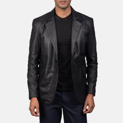 Men Daron Black Leather Blazer