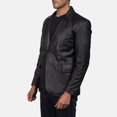 Men Daron Black Leather Blazer