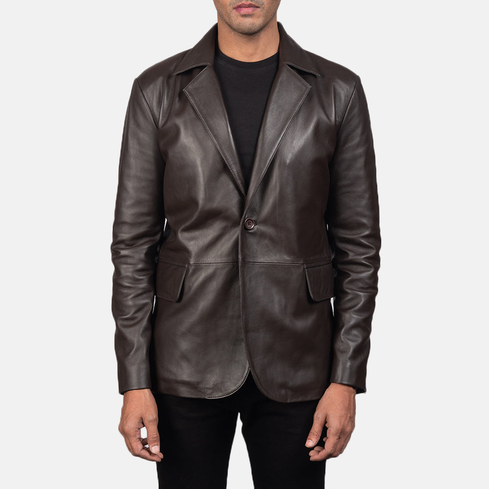 Men Daron Brown Leather Blazer