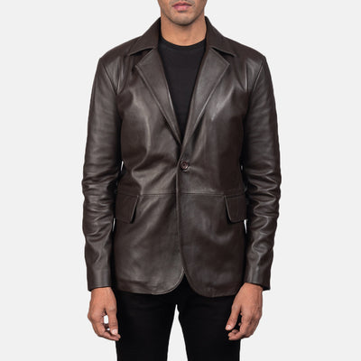 Men Daron Brown Leather Blazer