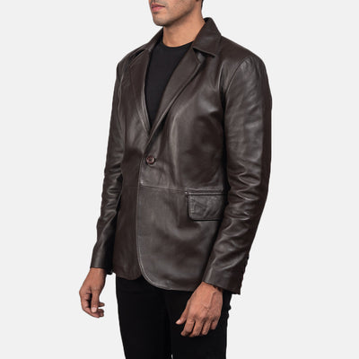 Men Daron Brown Leather Blazer