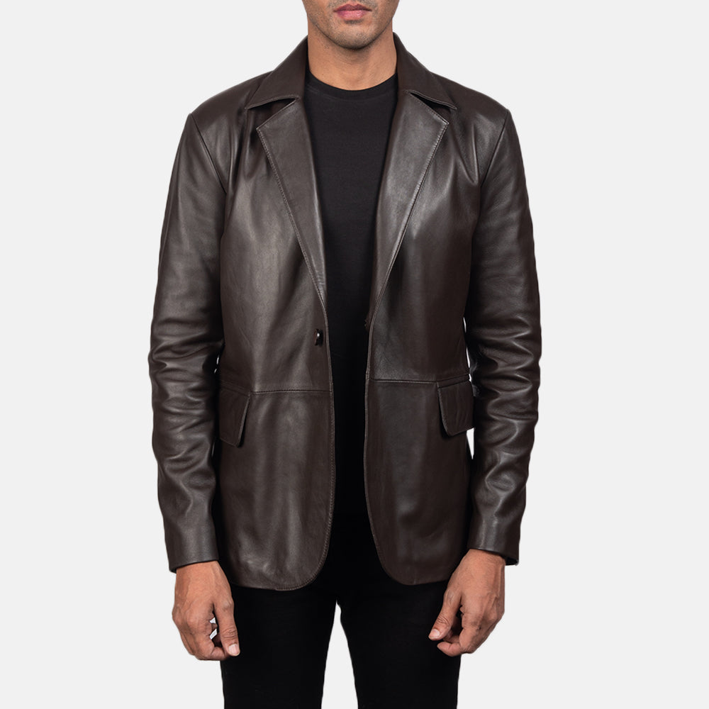 Men Daron Brown Leather Blazer