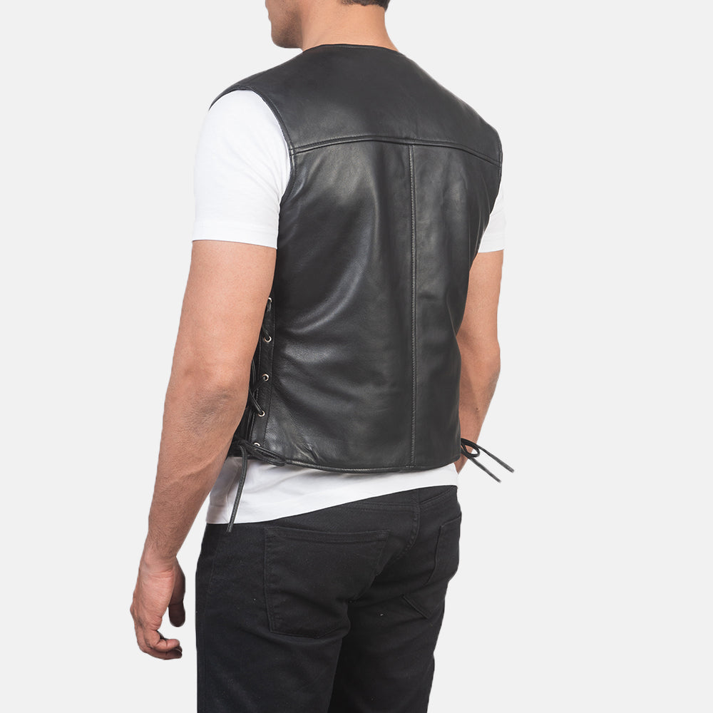 Men Brandon Black Leather Vest