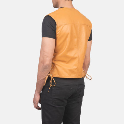 Men Brandon Tan Brown Leather Vest