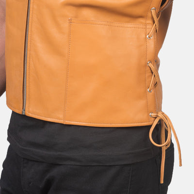 Men Brandon Tan Brown Leather Vest