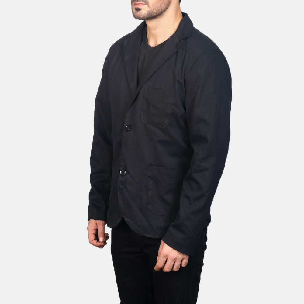Men Borges Black Leather Blazer