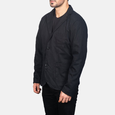 Men Borges Black Leather Blazer