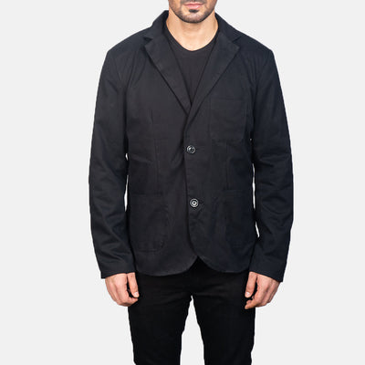 Men Borges Black Leather Blazer