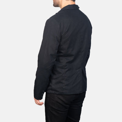 Men Borges Black Leather Blazer