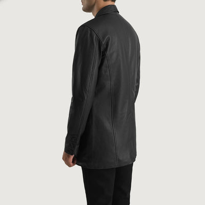 Men Ray Cutler Black Leather Blazer