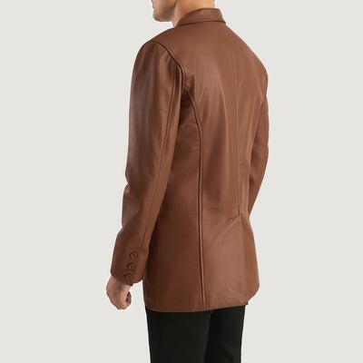Men Ray Cutler Brown Leather Blazer