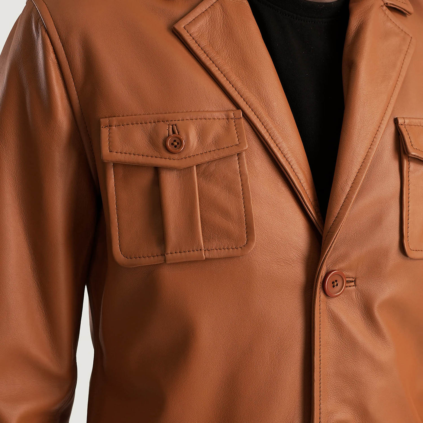Men Ray Cutler Tan Brown Leather Blazer