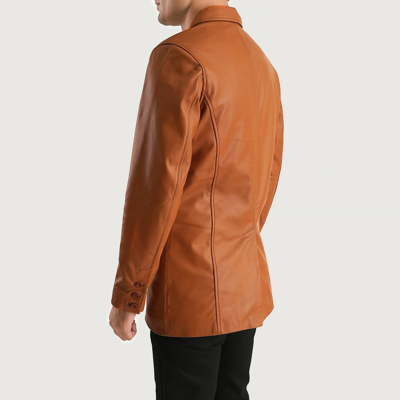 Men Ray Cutler Tan Brown Leather Blazer
