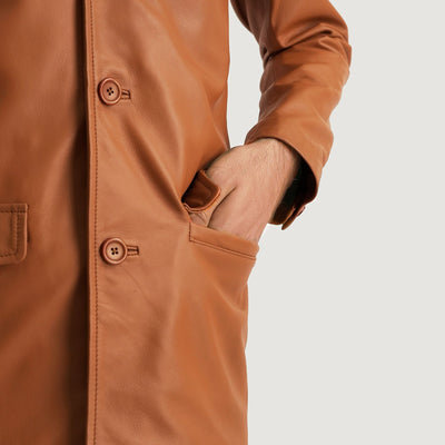 Men Ray Cutler Tan Brown Leather Blazer