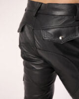 Real Leather Cargo Shorts Black