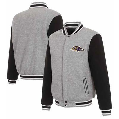 Men Baltimore Ravens Black and Gray Varsity Wool Jacket - NFL