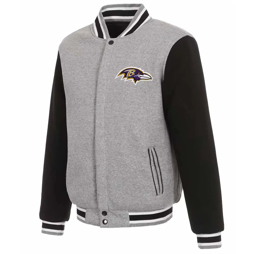 Baltimore Ravens Black and Gray Varsity Wool Jacket - NFL