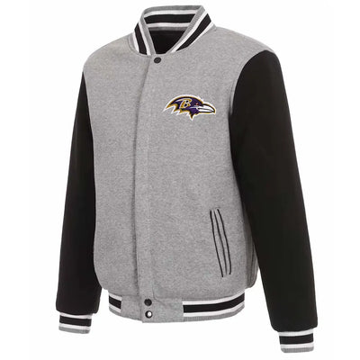 Baltimore Ravens Black and Gray Varsity Wool Jacket - NFL