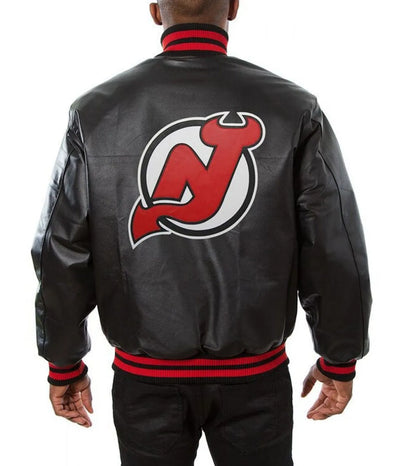 Men Bomber New Jersey Devils Black Leather Jacket - NHL