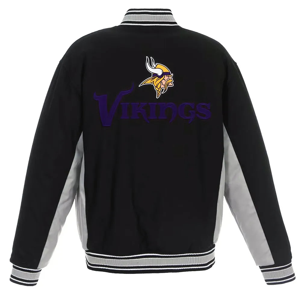 Minnesota Vikings Black & Gray Wool Varsity Jacket - NFL