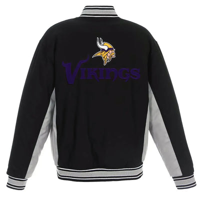 Minnesota Vikings Black & Gray Wool Varsity Jacket - NFL