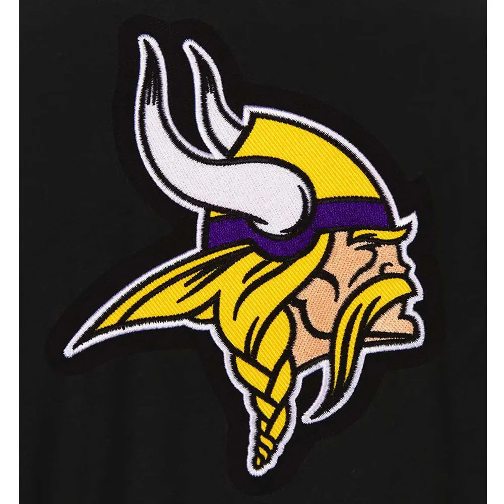 Men Minnesota Vikings Black Wool Varsity Bomber Jacket - NFL