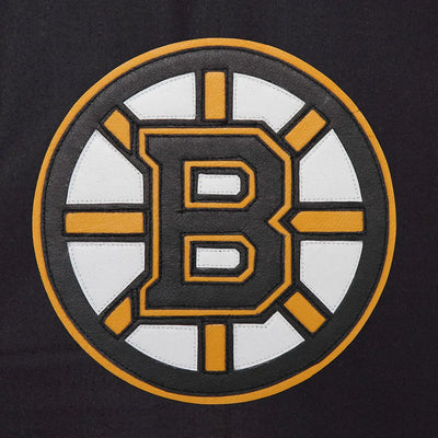 Men Boston Bruins Black Wool & Leather Sleeves Varsity Jacket - NHL