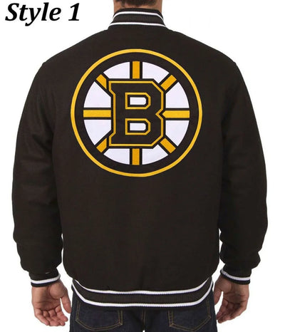 Men Boston Bruins Black Wool Varsity Jacket - NHL