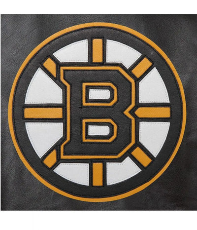 Men Boston Bruins Black Leather Jacket - NHL