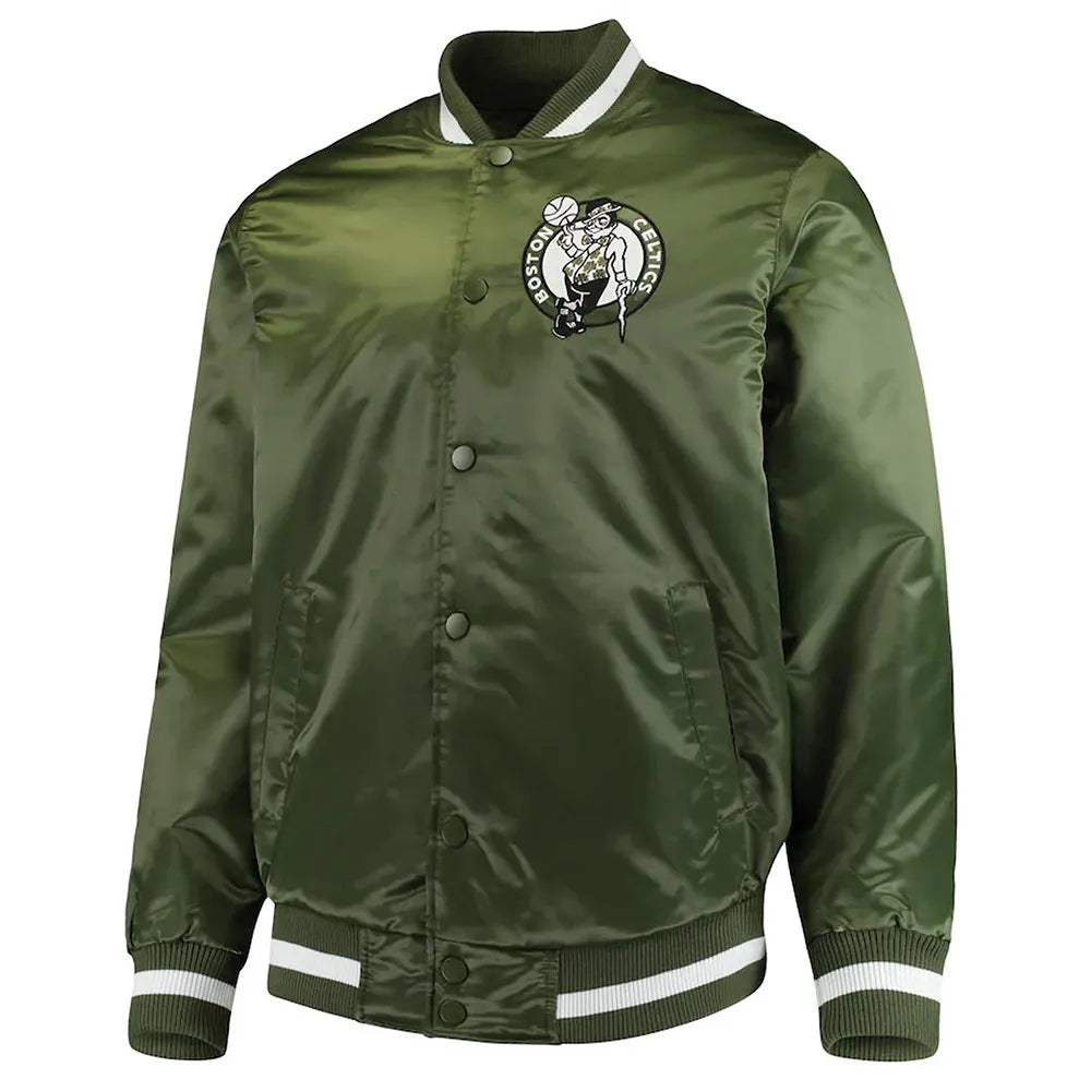Boston Celtics Green Full-Snap Satin Jacket - NBA