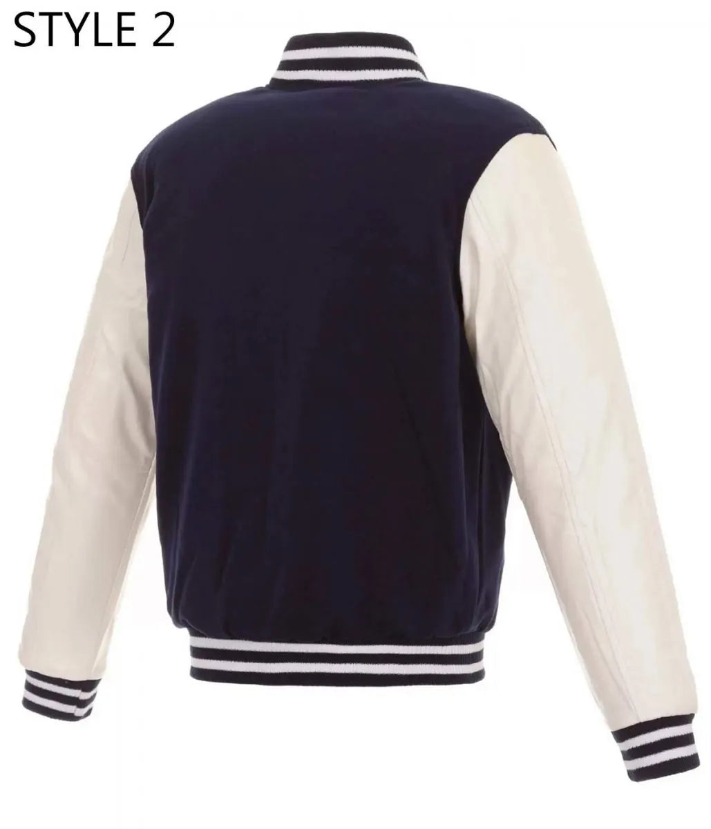Men Buffalo Sabres Style 2 Navy and White Two Tone Varsity Jacket - NHL
