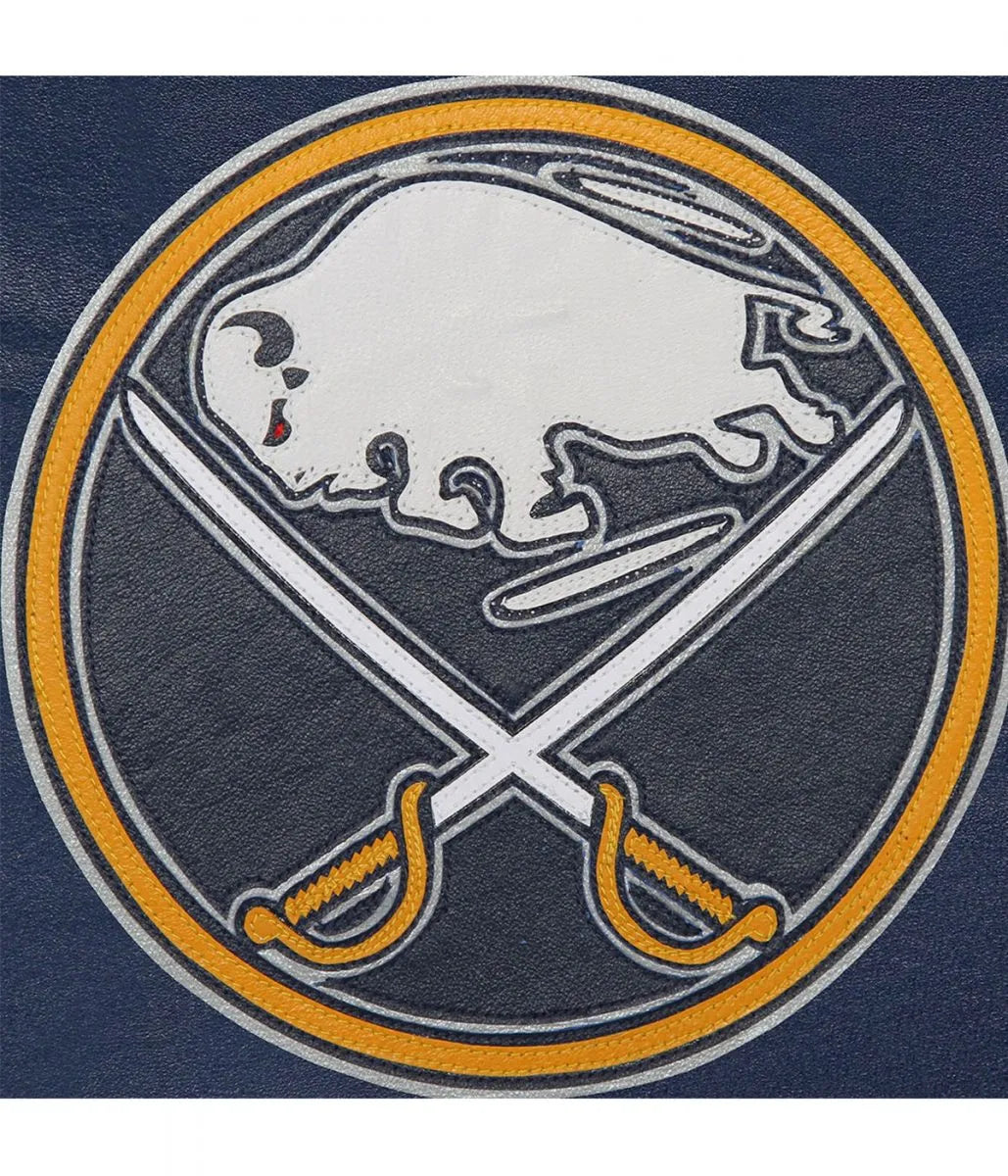 Men Buffalo Sabres Navy Blue Leather Jacket - NHL