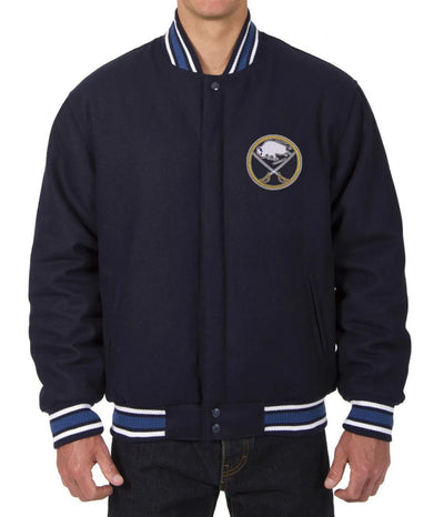 Men Buffalo Sabres Navy Blue Wool Varsity Jacket - NHL