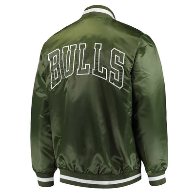 Chicago Bulls Forest Green Full-Satin Varsity Jacket - NBA