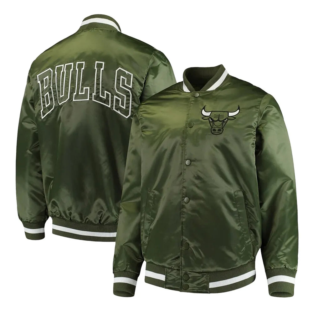 Chicago Bulls Forest Green Full-Satin Varsity Jacket - NBA