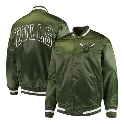 Chicago Bulls Forest Green Full-Satin Varsity Jacket - NBA