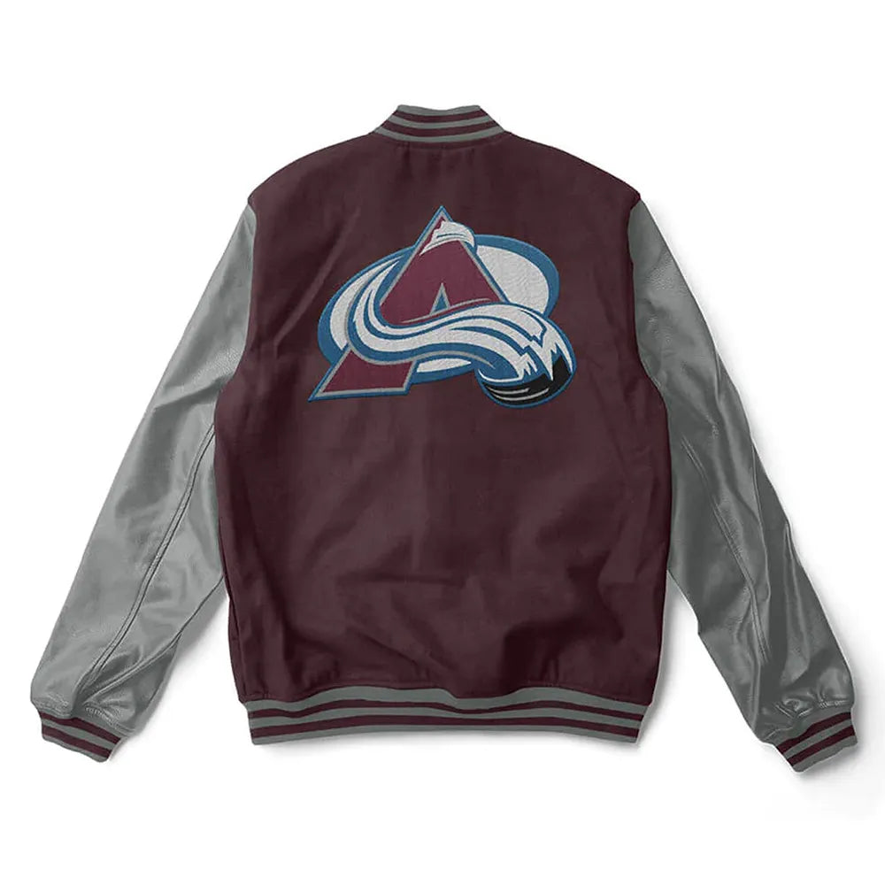 Colorado Avalanche Maroon and Gray Varsity Jacket - NHL