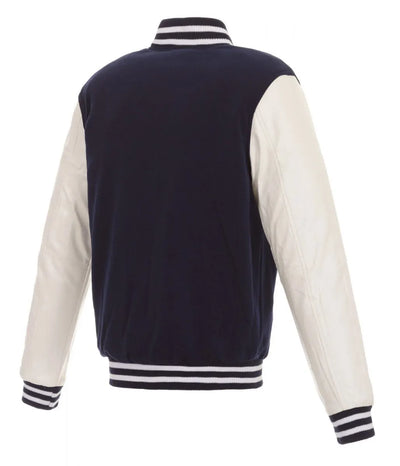 Columbus Blue Jackets Bomber Varsity Blue and White Jacket - NHL
